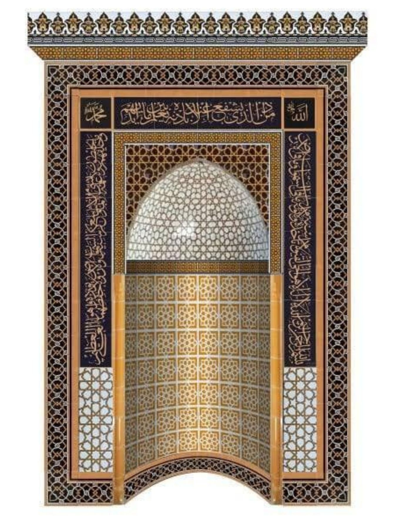 Cami Mihrapları - 008, Mihrap Ahşap Desenli Çini,